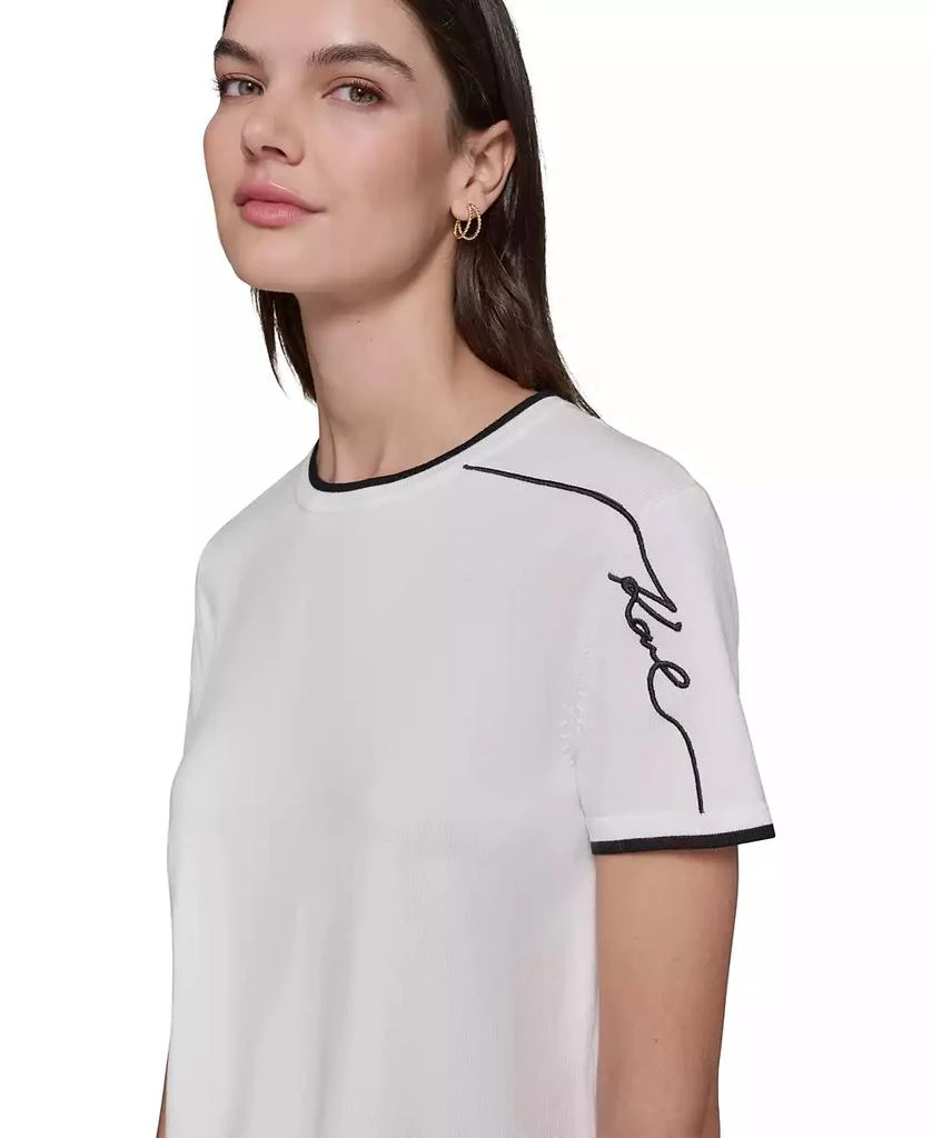 Karl Lagerfeld Paris Women's Script-Logo Short-Sleeve Sweater 5