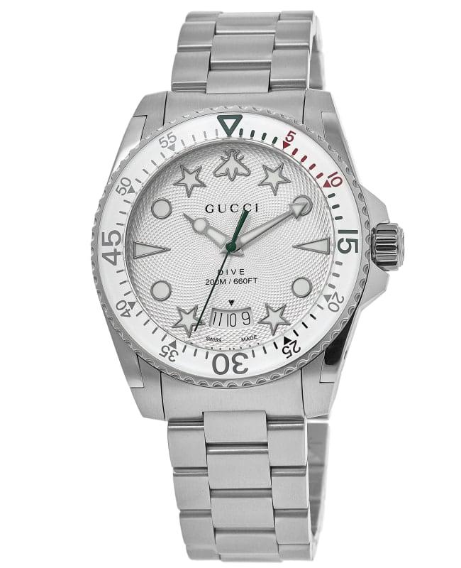 Gucci Gucci Dive 40mm Silver & White Steel Men's Watch