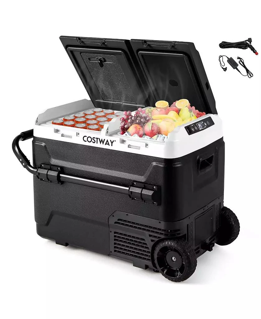 GOUUN Dual Zone 12V Car Refrigerator for Vehicles Camping Travel Truck RV Boat Outdoor and Home Use-Black