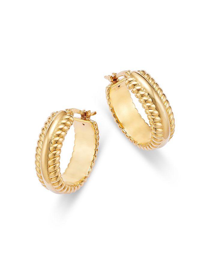 Bloomingdale's Polished Rope Edged Huggie Hoop Earrings in 14K Yellow Gold