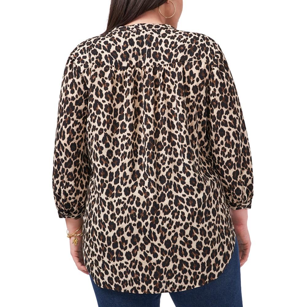 Vince Camuto Plus Size Elegant V-Neck Leopard Print Blouse