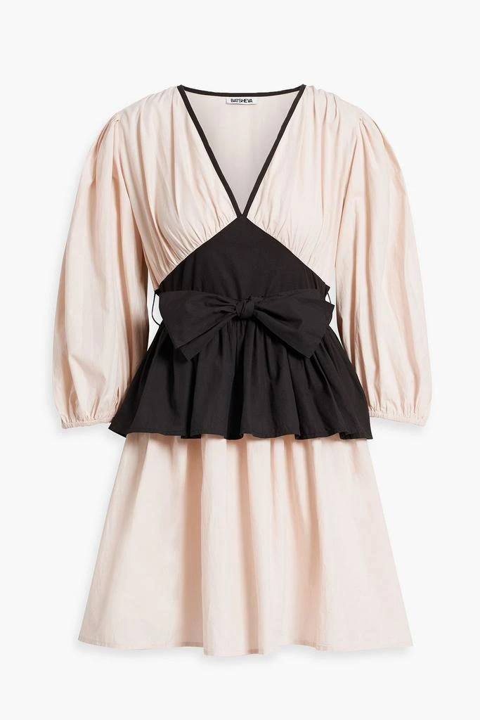 BATSHEVA Devon two-tone cotton-poplin peplum mini dress 1