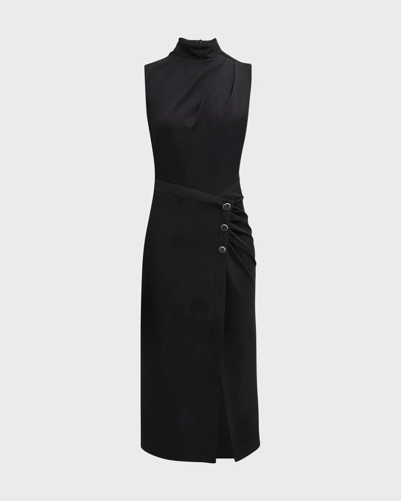 Shoshanna Leona Sleeveless Pleated Mock-Neck Midi Dress 1