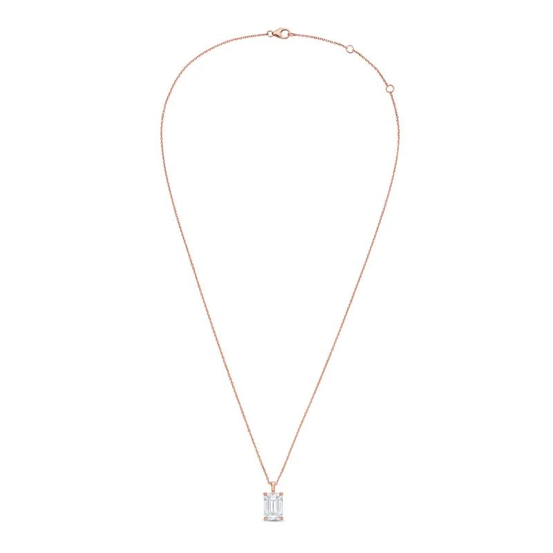 Diana M Jewels 14kt rose gold lab grown emerald  cut diamond pendant weighing 7.00 ct on a solid bail 2