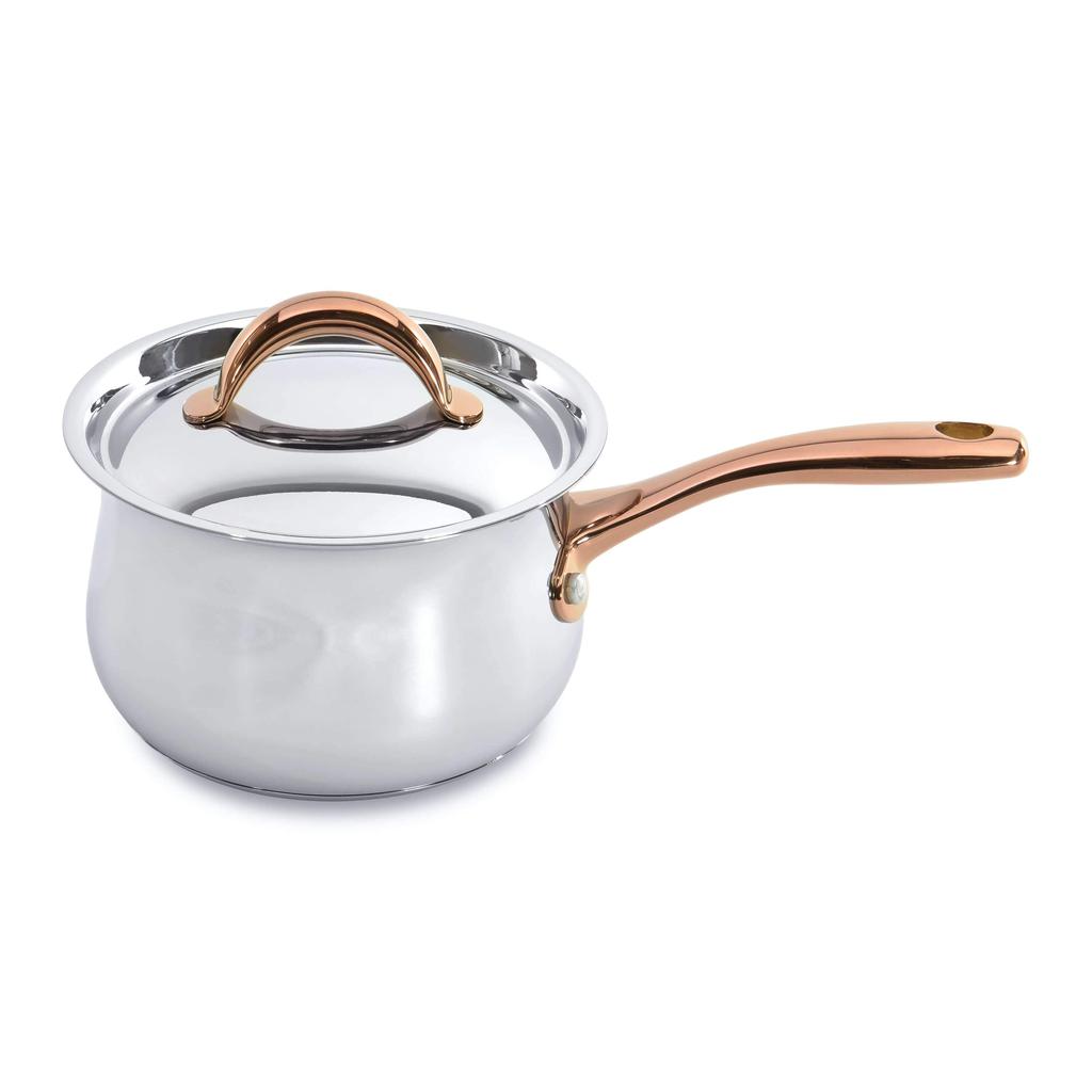 BergHOFF BergHOFF Ouro Gold 18/10 Stainless Steel 6.25" Covered Sauce Pan with Stainless Steel Lid, 2.4 Qt