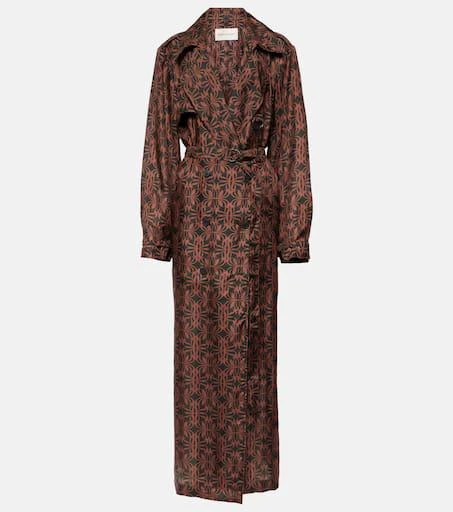 Dries Van Noten Printed silk satin trench coat 1