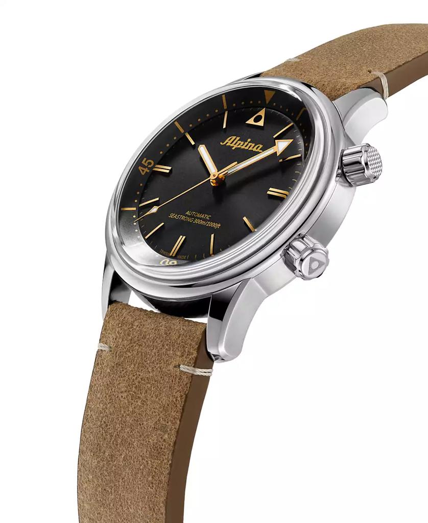 Alpina Men's Swiss Automatic Seastrong Diver Brown Leather Strap Watch 42mm