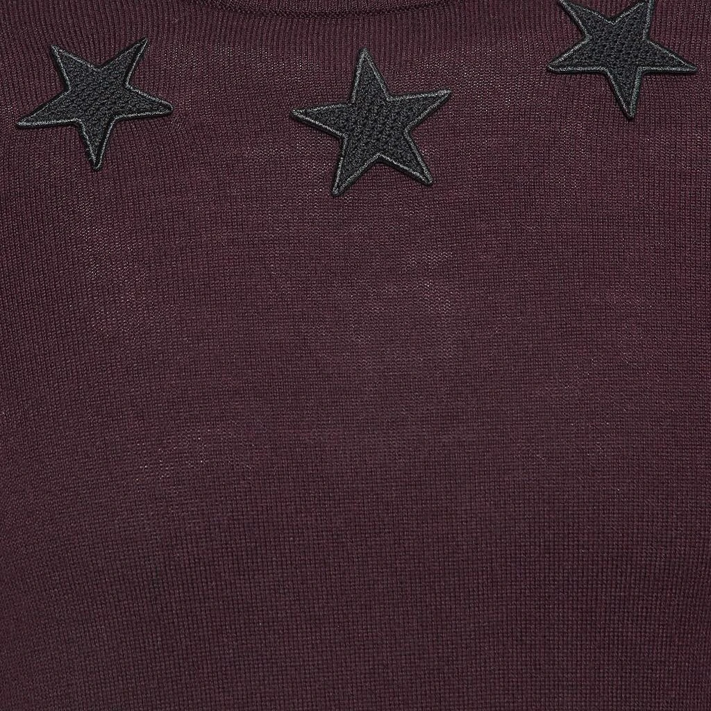 Givenchy Givenchy Burgundy Wool Knit Star Badge Detail Sweatshirt XS 4
