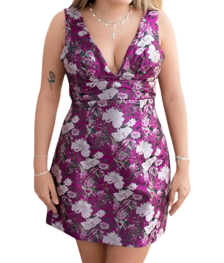 B.right Floral Jacquard Dress In Purple 1