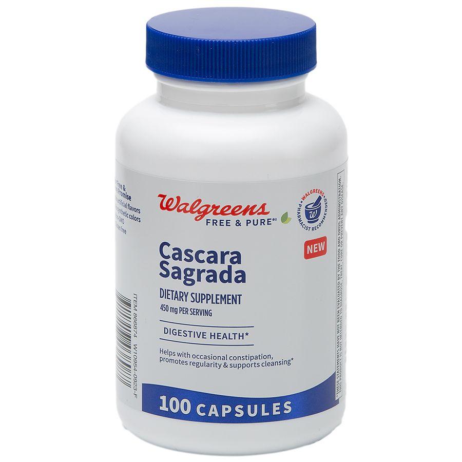 Walgreens Free & Pure Cascara Sagrada Supplement 450 mg Capsules for Digestive Health (100 days)