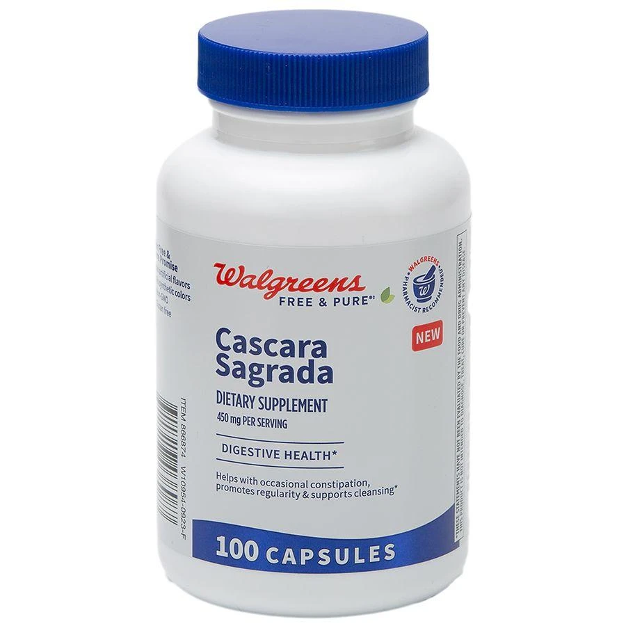 Walgreens Free & Pure Cascara Sagrada Supplement 450 mg Capsules for Digestive Health (100 days) 1