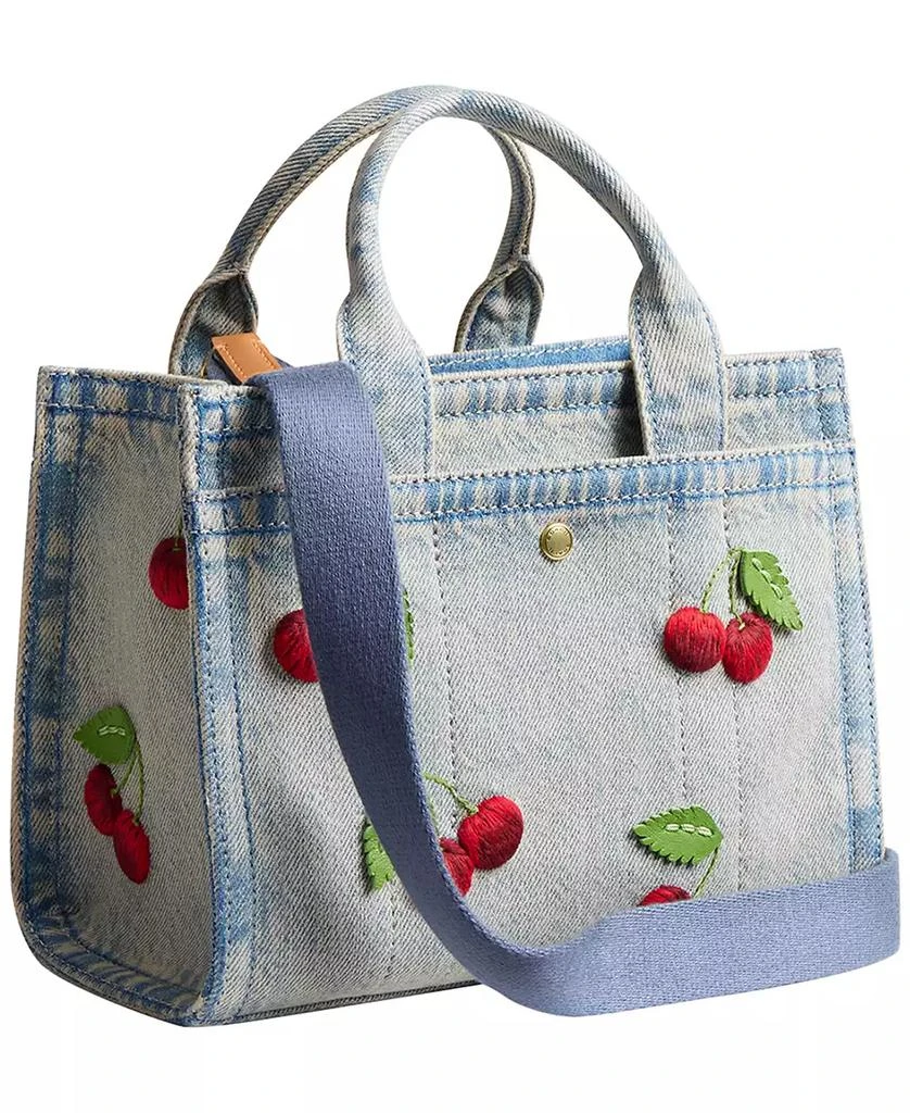 Coach Cargo Mini Denim Cherry Embroidery Tote Bag 20 3