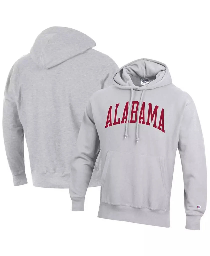 Champion Men's Heathered Gray Alabama Crimson Tide Team Arch Reverse Weave Pullover Hoodie 1