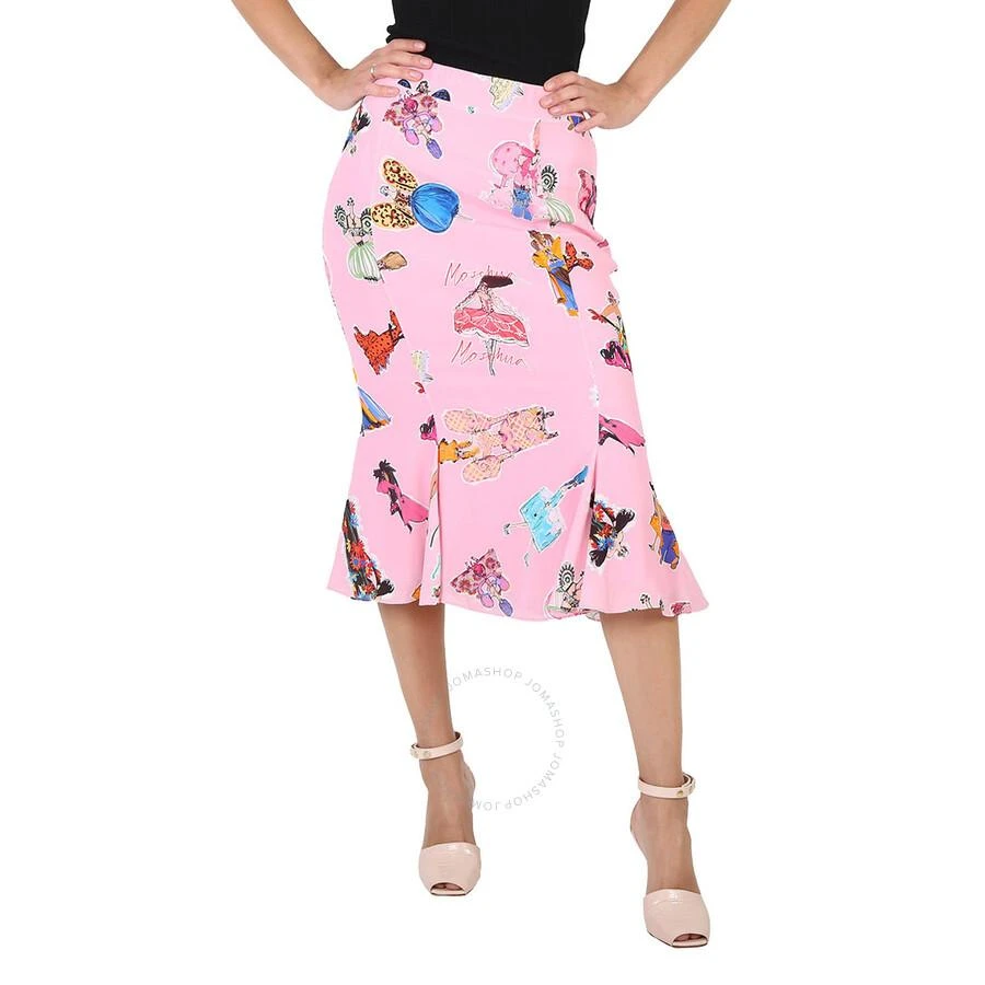 Moschino Ladies Fantasy Print Pink Flare Skirt 1