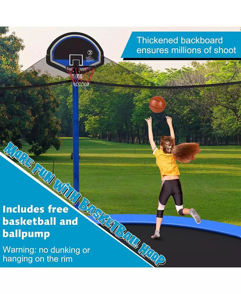 Gymax 15FT Outdoor Large Trampoline Safety Enclosure Net w/ Basketball Hoop Ladder 5