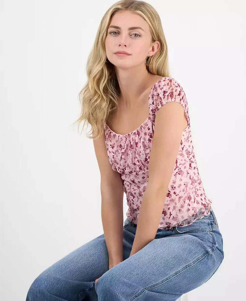 Madden Girl Juniors' Floral Printed Lace Cap-Sleeve Top 4