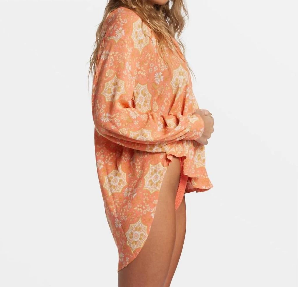 Billabong Dream Space Blouse Long Sleeve Shirt In Sweet Papaya 2