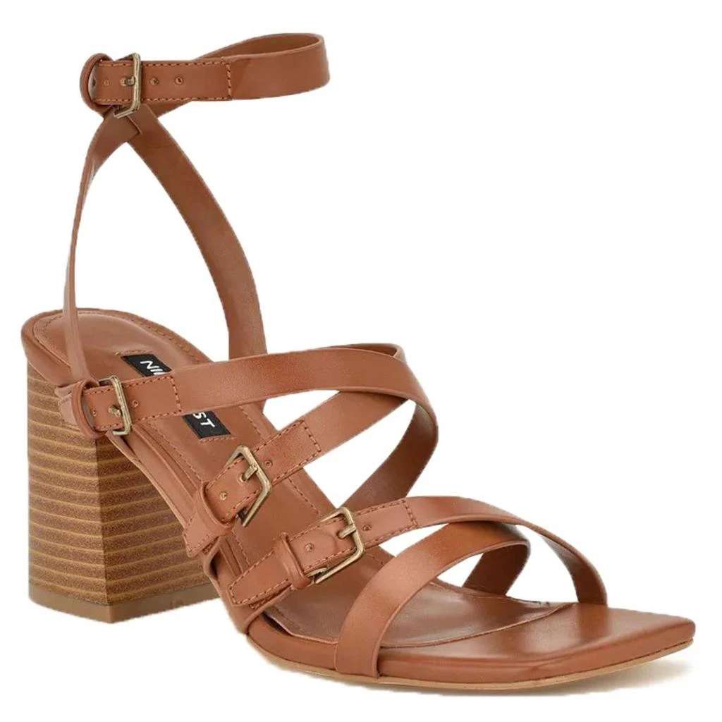 Nine West KARRLY3 Womens Strappy Faux Leather Block Heel Sandals