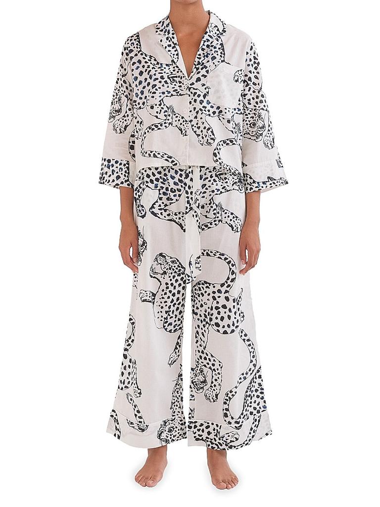 Desmond & Dempsey Jaguar Print Boxy Pajama Set