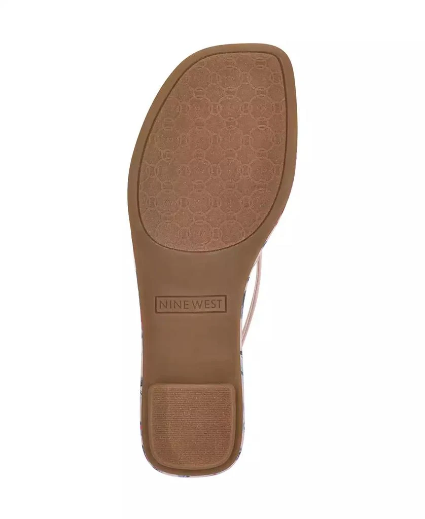 Nine West Women's Dynasti Embellished T-Strap Flat Sandals 5