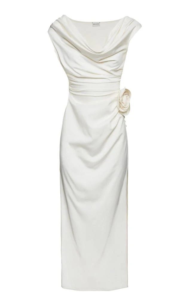 Magda Butrym Magda Butrym - Rosette-Detailed Draped Silk Midi Dress - Ivory - FR 38 - Moda Operandi 1