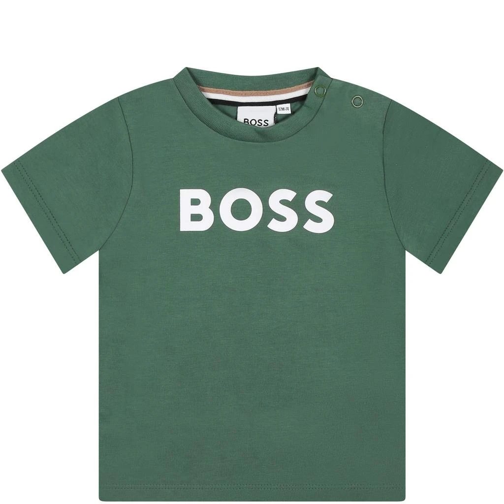Hugo Boss Green T-shirt For Baby Boy With Logo 1
