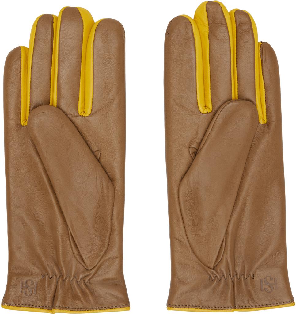 Handsome Stockholm Brown 
Yellow Statement Gloves