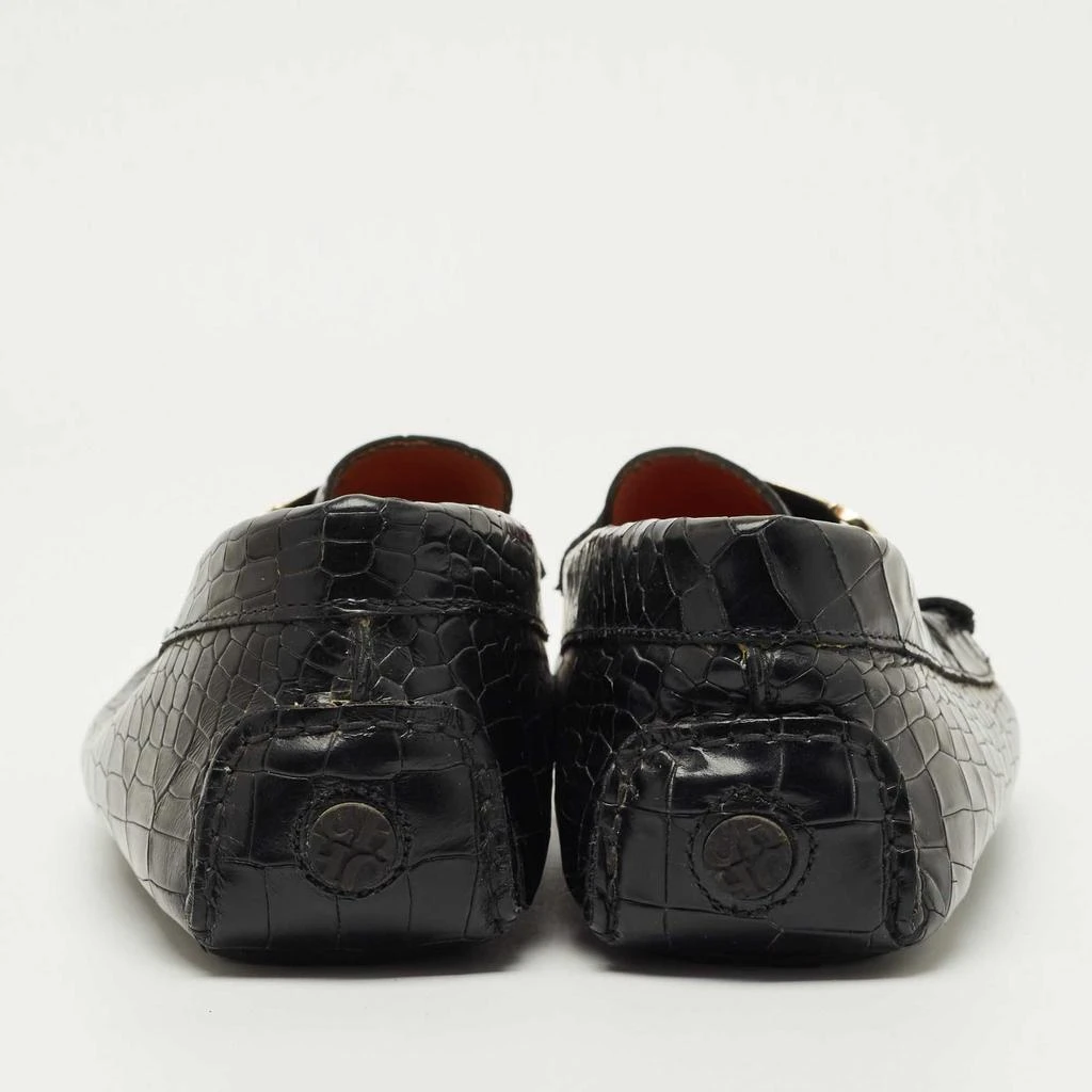 CH Carolina Herrera Black Croc Embossed Leather Slip On  display picture 2