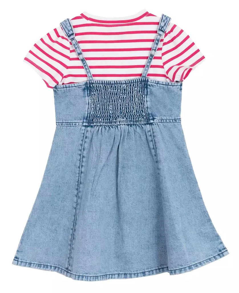 Rare Editions Toddler and Little Girls 2-Piece Stripe T-Shirt and Denim Jumper Dress Set 2