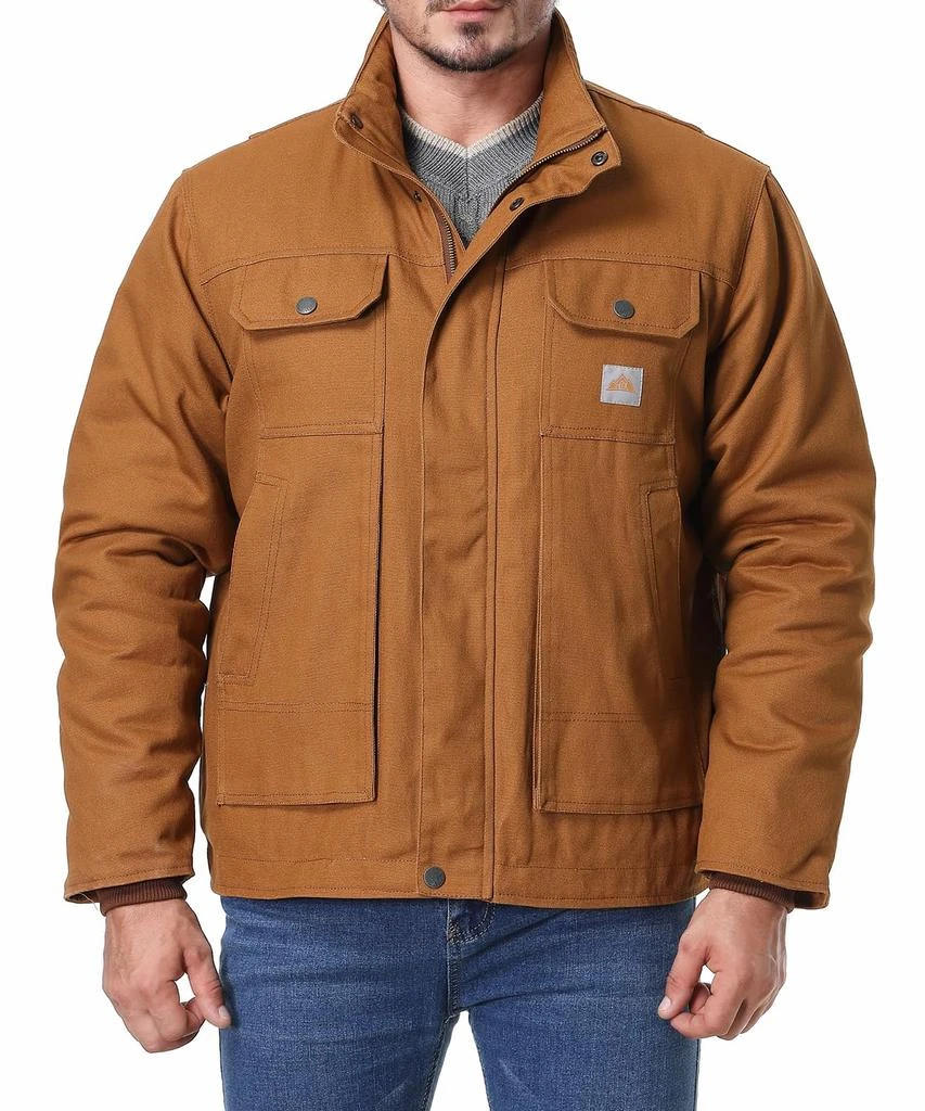 TUAOVA Men
s Quilted Flannel Lined Work Coat Long-Lasting Loose Casual Jacket Waterproof Workwear