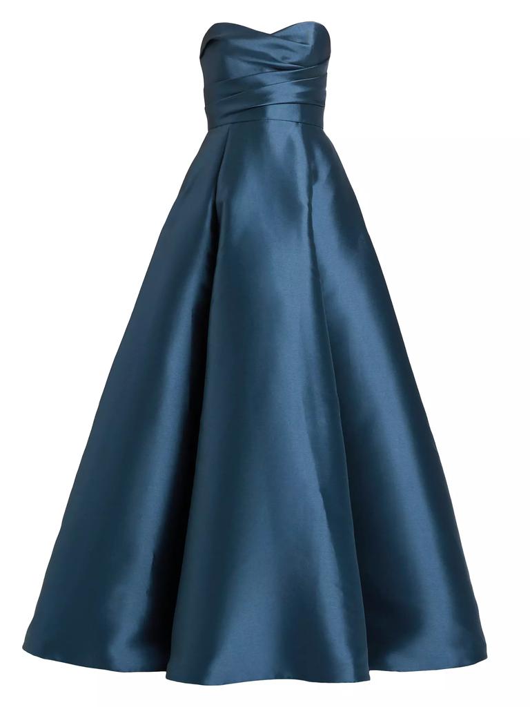 Amsale Strapless Mikado Satin Gown