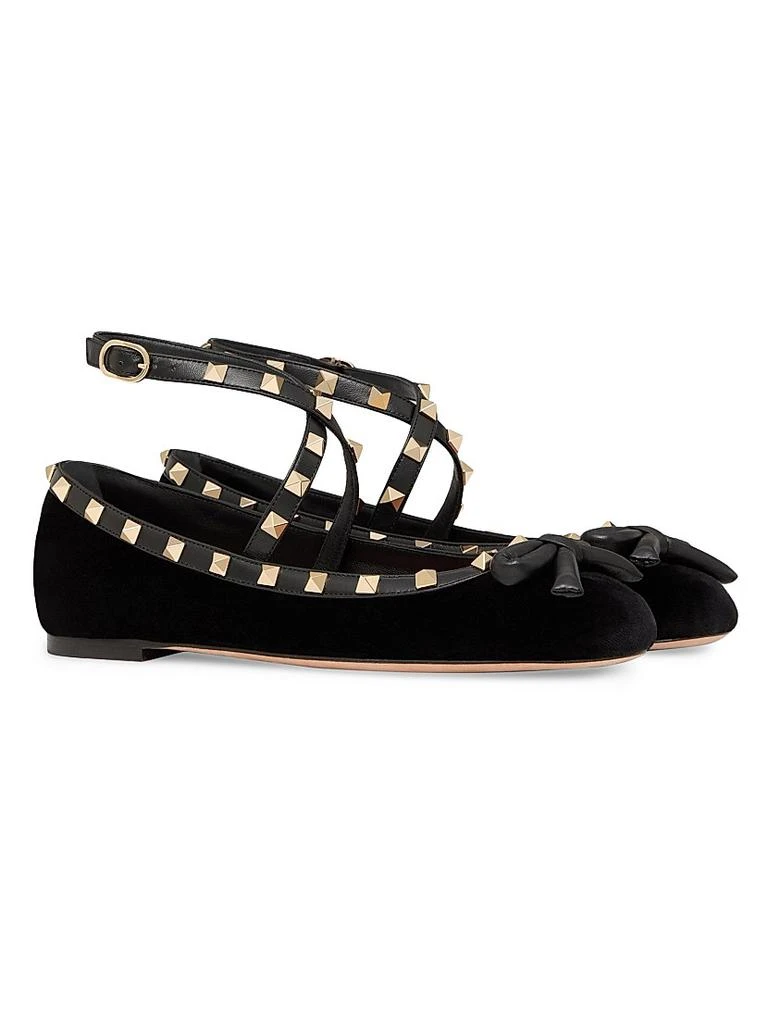 Valentino Rockstud 5MM Velvet Ballerina Flats 2