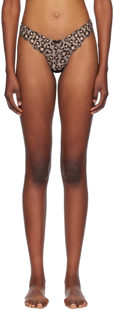 Fleur du Mal Brown Leopard Embroidery Thong 1