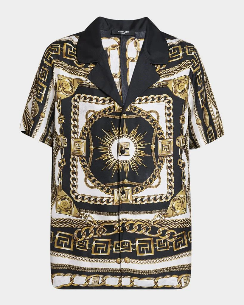 Balmain Men
s Foulard Chaines Short-Sleeve Pajama Shirt 1