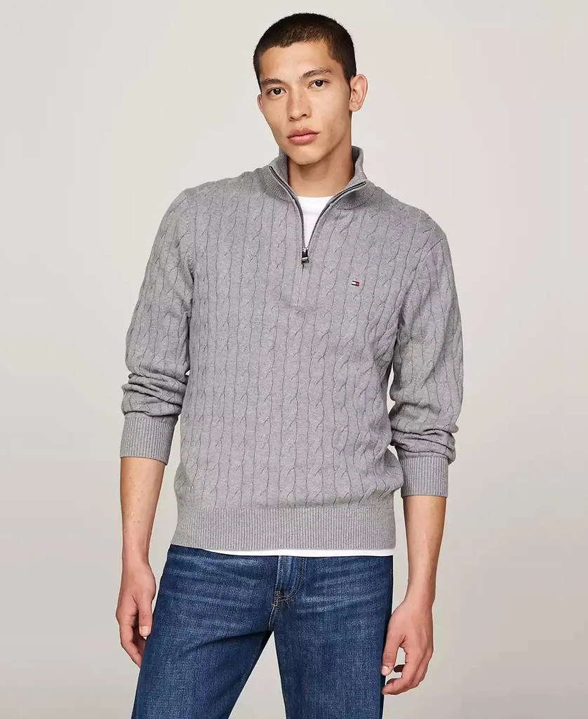 Tommy Hilfiger Men's Long-Sleeve Cable Knit Quarter-Zip Sweater 1