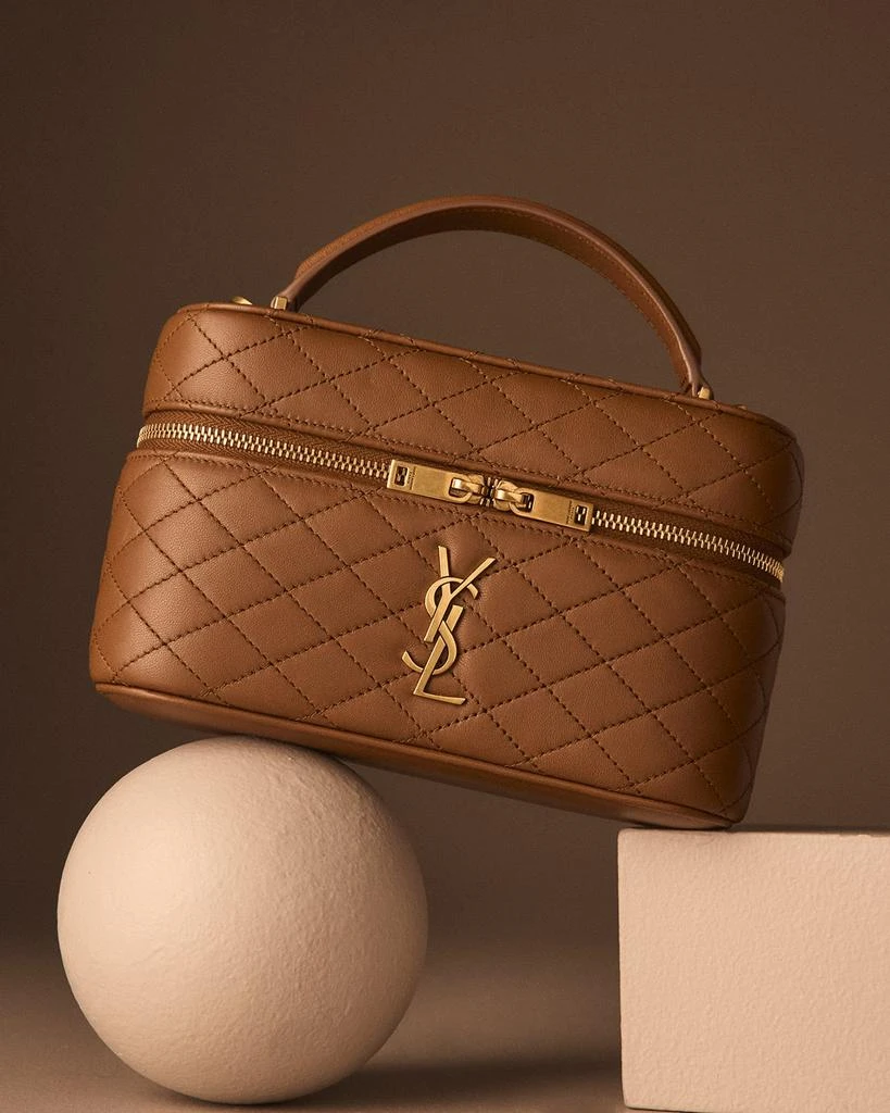Yves Saint Laurent Gabby Mini Vanity Case in Quilted Leather with Gold Hardware 2