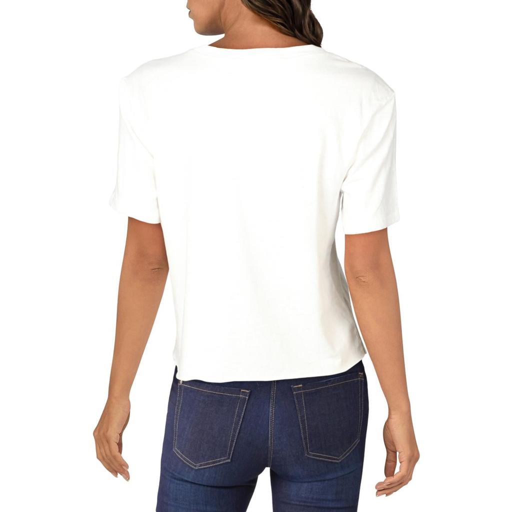 Pam & Gela Womens Cotton Blend Graphic Crop Top