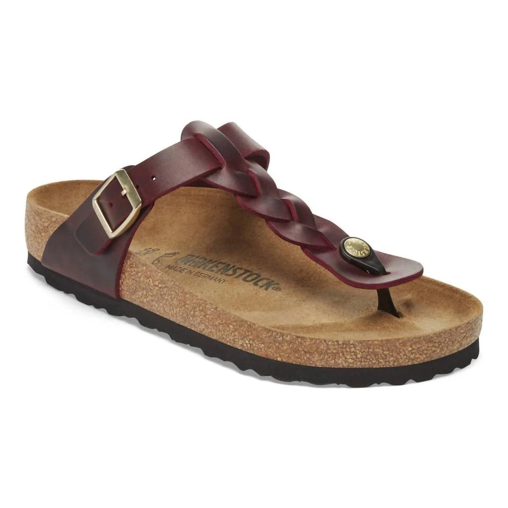 Birkenstock Women's Gizeh Braided Oiled Leather Sandals In Zinfandel 1