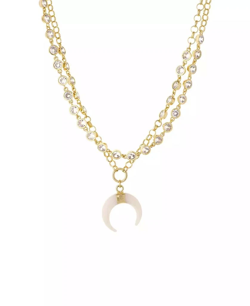 Ettika Jewelry Crystal Dotted Horn Necklace in 18K Gold Plating Set, 2 Piece