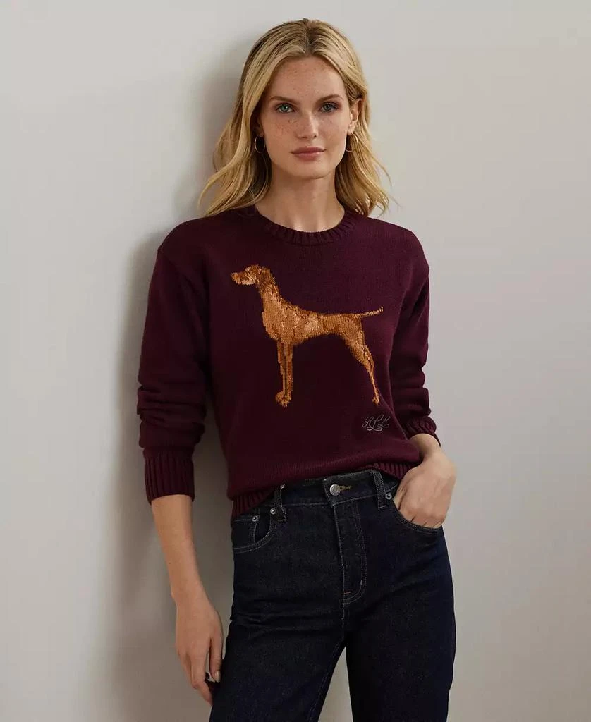 Ralph Lauren Women's Intarsia-Knit Vizsla Cotton Sweater 1