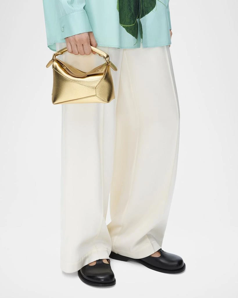 Loewe Puzzle Edge Mini Top-Handle Bag in Metallic Leather 3