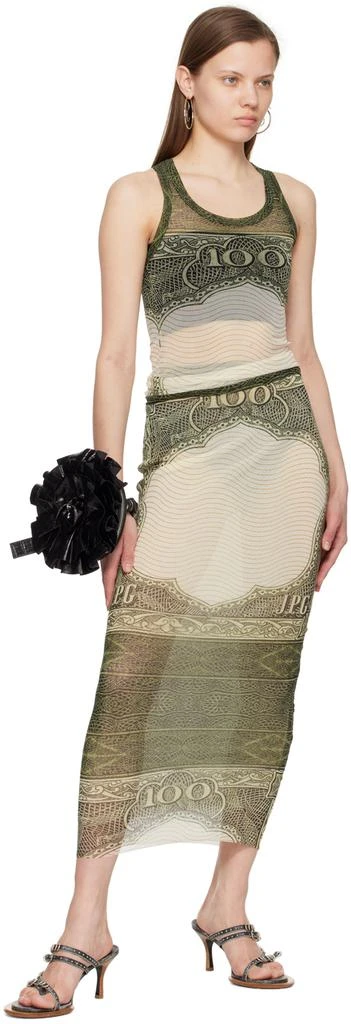 Jean Paul Gaultier Green & Off-White 'The Cartouche' Maxi Skirt 4