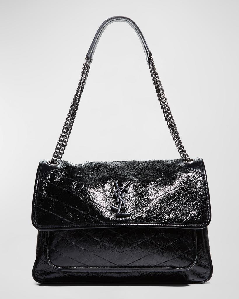 Yves Saint Laurent Niki Large Flap YSL Shoulder Bag in Crinkled Leather