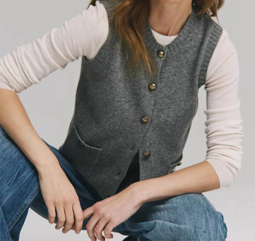 Autumn Cashmere Autumn Cashmere - Button Front Vest With Pockets
