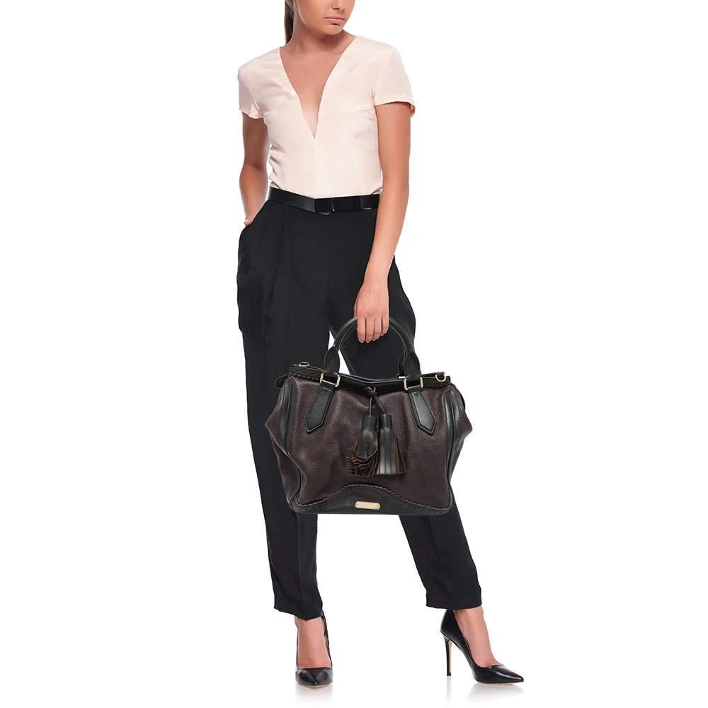 Burberry Burberry Brown/Black Leather Tassel Detail Satchel 2