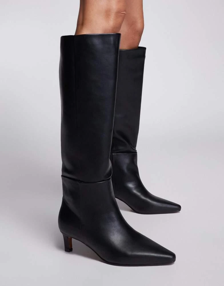 River Island River Island kitten heel knee high boot in black 4