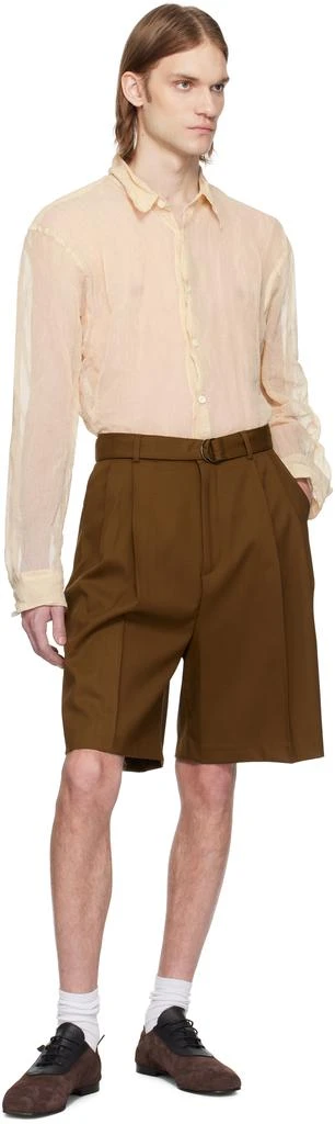 CMMN SWDN SSENSE Exclusive Brown Marshall Pleated Shorts 4