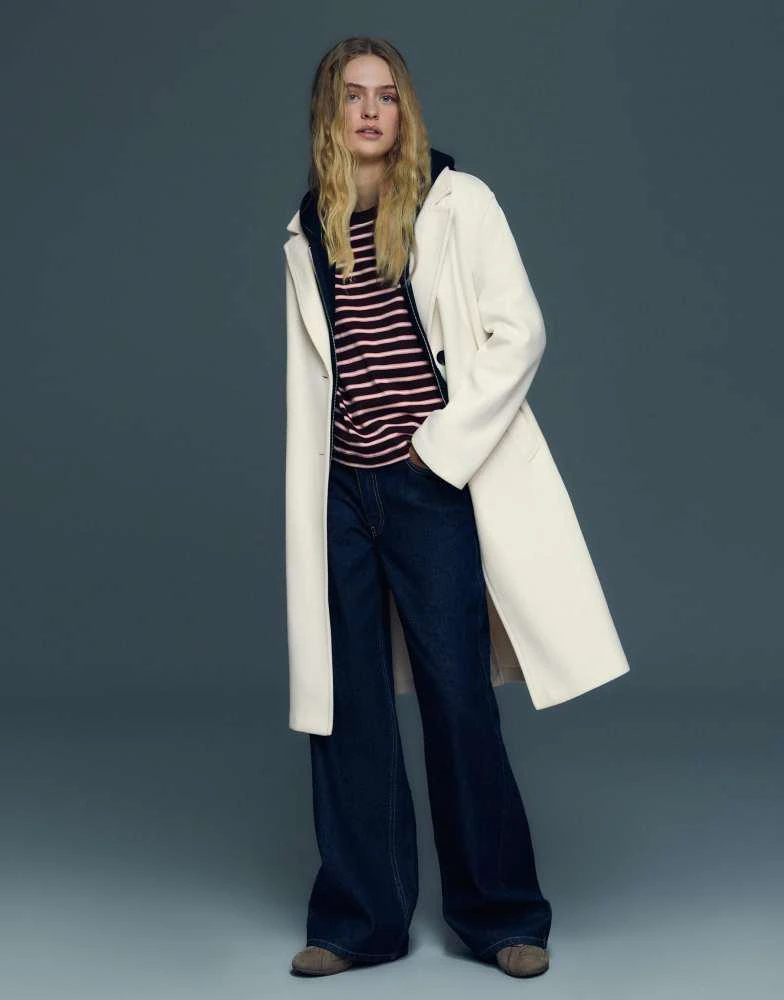 Bershka Bershka Long soft coat in white