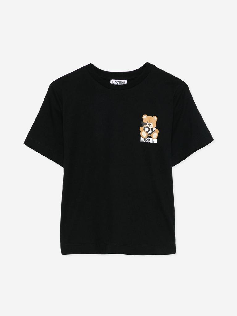 Moschino Kids Teddy Bear Logo T-Shirt in Black