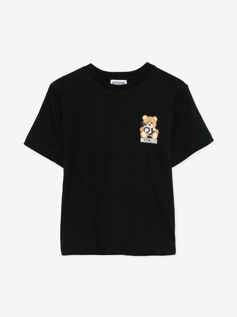 Moschino Kids Teddy Bear Logo T-Shirt in Black 1